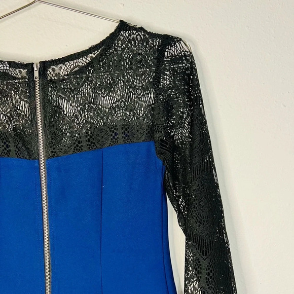 Xhilaration Navy Blue Dress Black Lace Long Sleeves Effortless Elegance Size XS - Picture 7 of 14